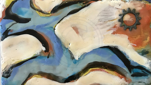 Yoga: Encaustic Painting on Wood Panel "6 X4"