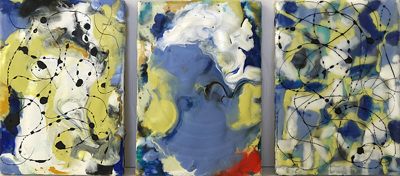 Tryptic of Wandering:  Encaustic on wood panel (3 )"4X6" $140.00