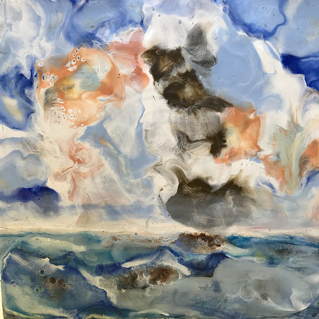 The Storm: Encaustic on Wood Panel "8X8"
