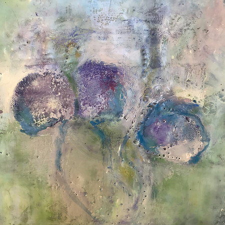 Amigos Tres: Encaustic on Wood Panel "10 X 10" $175.00
