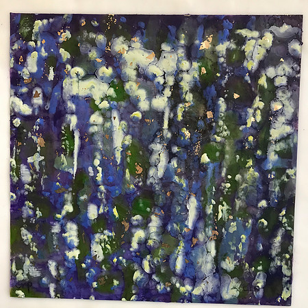 Spring Rain: Encaustic on Wood Panel "12 X 12" $325.00